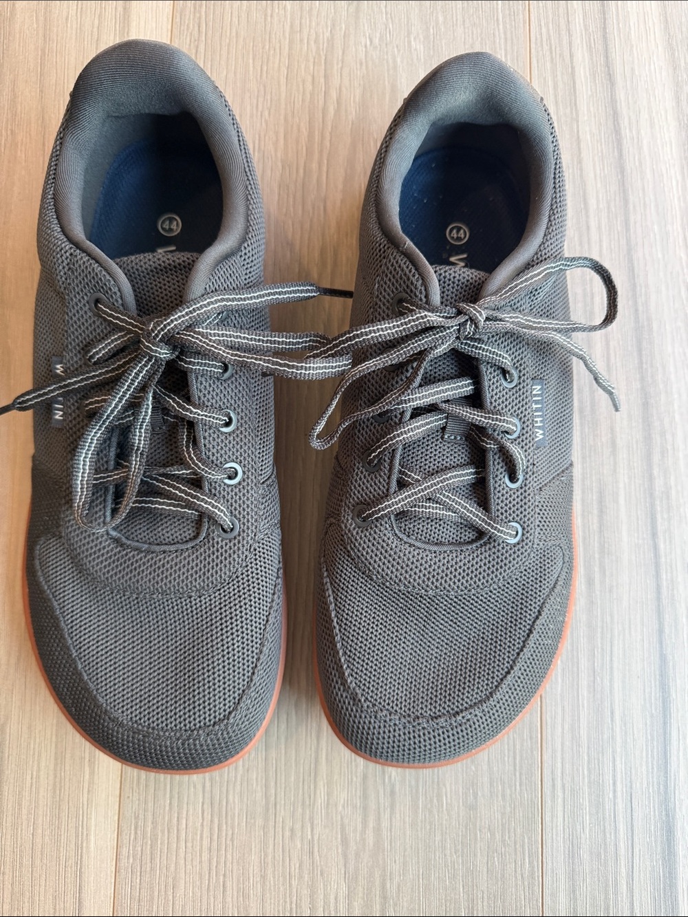 Whitin Men's Gray Minimalist Barefoot Sneakers Size 44 (10W)